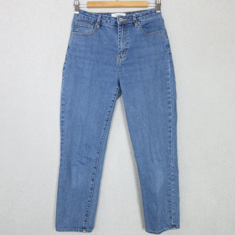 Pacsun Mom Jeans Light‎ Wash Denim Womens Size 27 (27x25) High Rise Tapered Leg